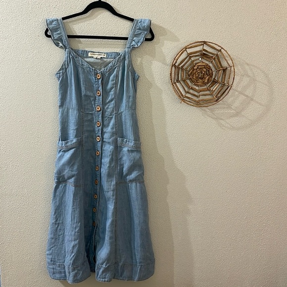 Anthropologie Pilcro Rostand Button-Front Midi Dress Size 2 - Picture 3 of 10